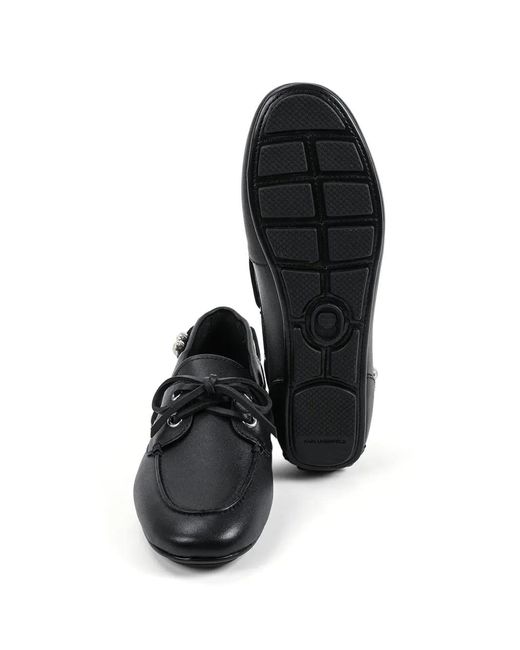 Karl Lagerfeld White Pearl-Embellished Lace-Up Loafers