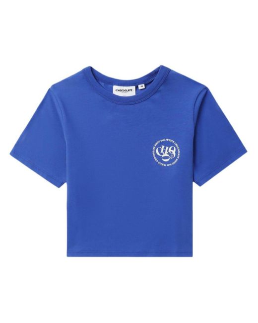 Chocoolate Blue Logo-print Cropped T-shirt