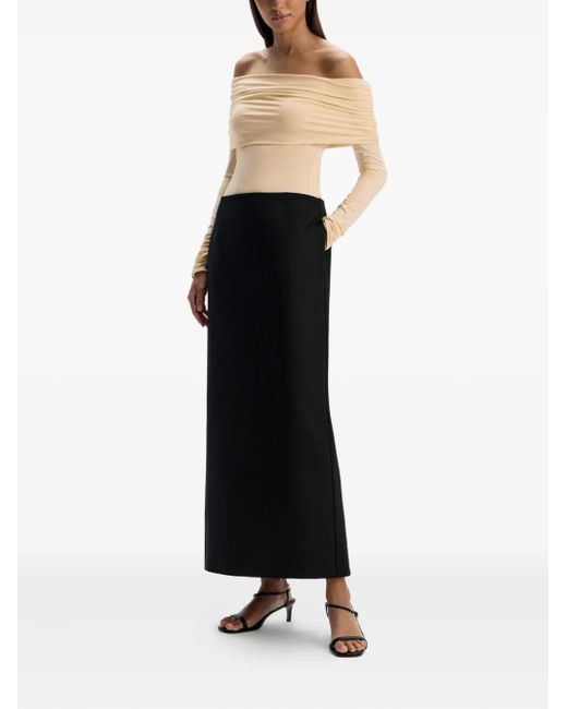 12 STOREEZ Natural Draped Off-Shoulder Top