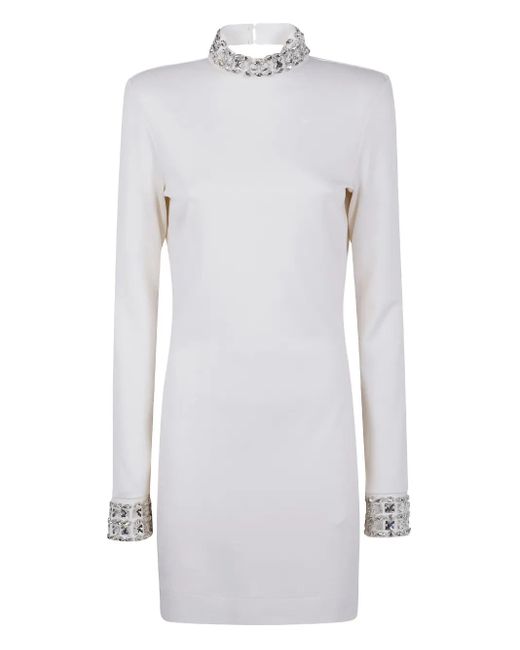Blugirl Blumarine Jurk Verfraaid Met Kristallen En Gedrapeerde Hals in het White