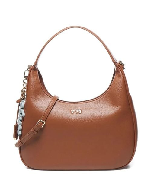 V73 Brown Half-Moon Shoulder Bag