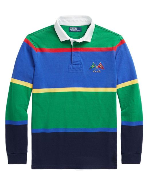 Polo Ralph Lauren Green Striped Rugby Shirt for men