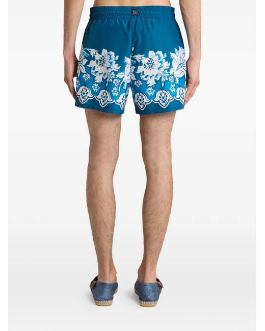 Etro Blue Polyester Swim-Trunk Roma for men