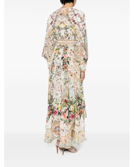 Robe longue en soie à fleurs Camilla en coloris Natural