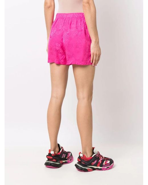 Balenciaga Pink Logo-Patch High-Waisted Shorts