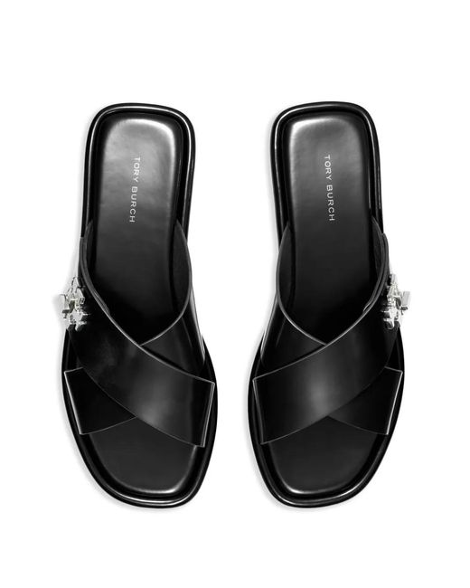 Tory Burch Black T-Lock Slides