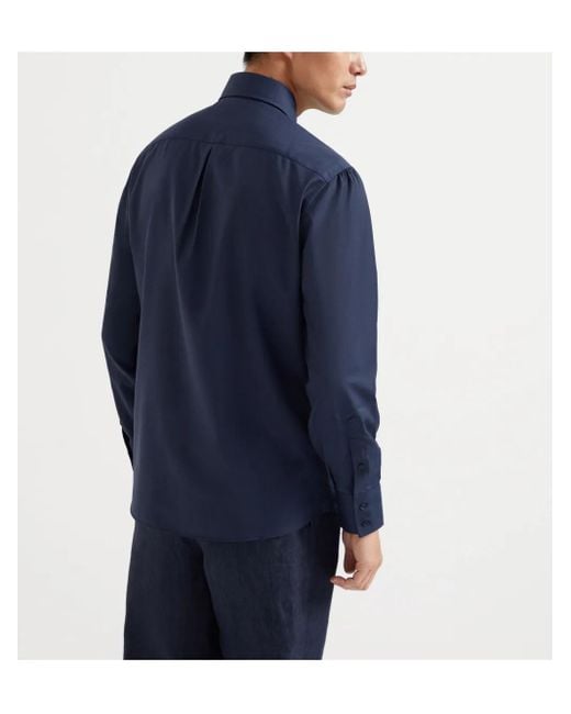 Camisa con bolsillos Brunello Cucinelli de hombre de color Blue