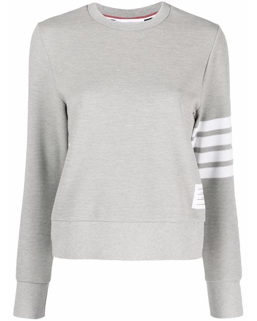 Thom Browne Gray 4-Bar Cotton Ribbed Sweatshirt