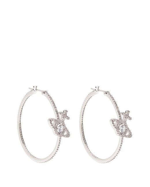 Vivienne Westwood White Orb Hoop Earrings