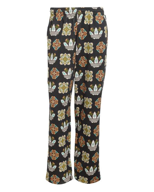 Adidas Black Graphic-Print Track Pants for men