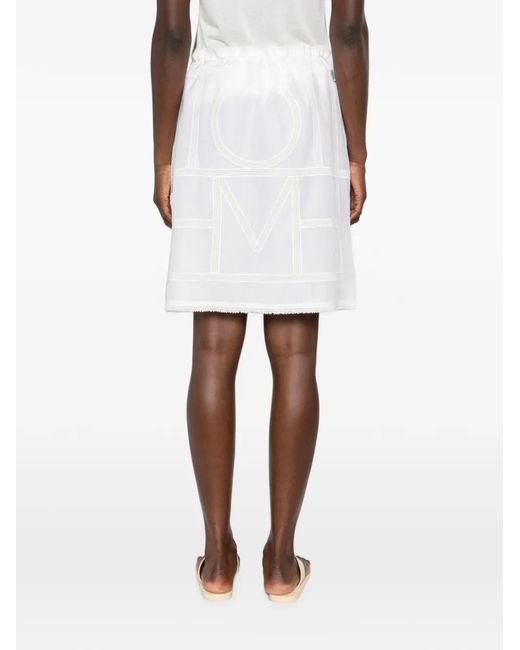 Totême White Monogram Cotton Mini Skirt