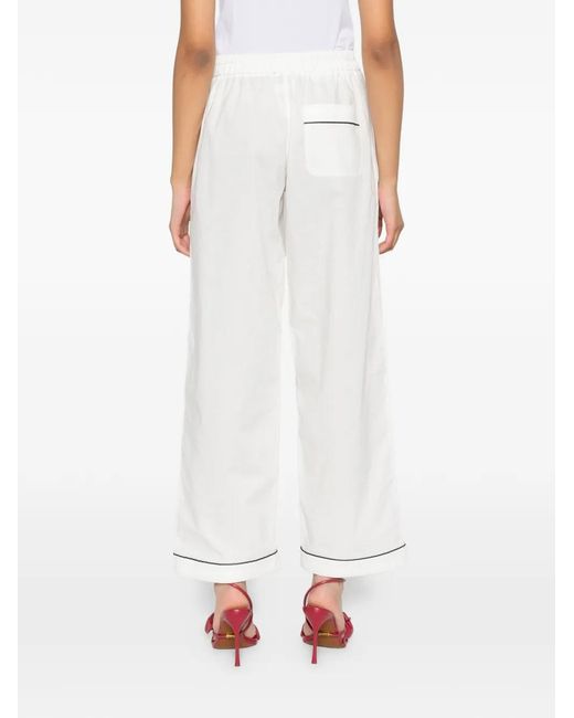 Forte_forte White Piped Trousers