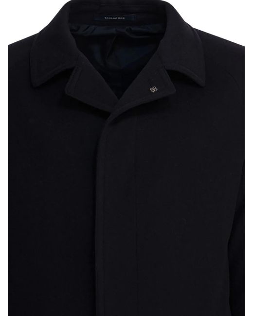 Tagliatore Black Wool-Blend Single-Breasted Coat for men