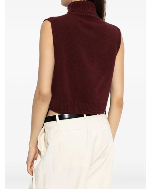 Jil Sander Purple Ribbed-Knit Collared Sleeveless Vest