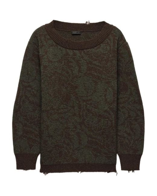 Prada Brown Wide-Neck Wool Sweater for men