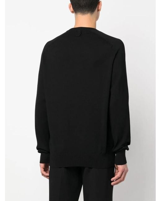 Billionaire Black Embroidered-Logo Crew-Neck Jumper for men