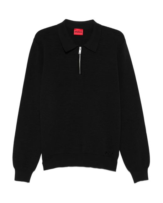 Pull Zippé À Col Polo HUGO pour homme en coloris Black
