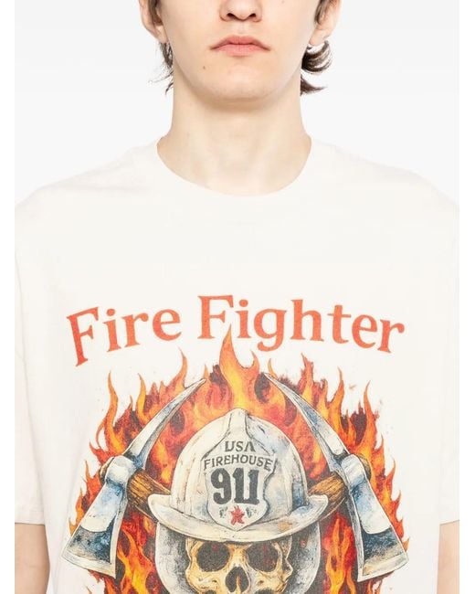 Melt White Firefighter Graphic T-Shirt for men