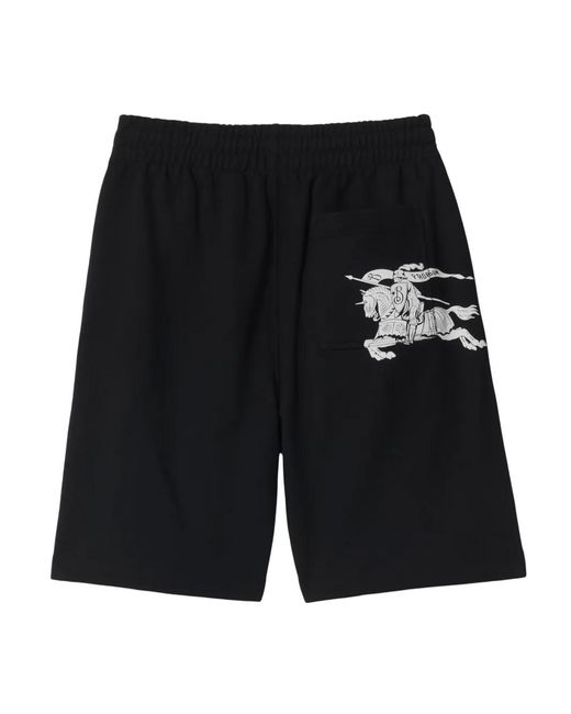 Burberry Black Ekd Straight-Leg Cotton Shorts for men