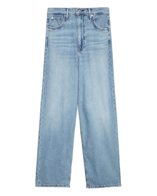 Rag & Bone Blue Five-Pocket Wide-Leg Jeans