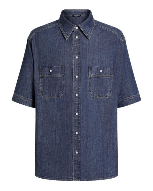 Dolce & Gabbana Blue Denim Shirt for men