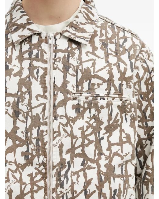 Gramicci White Veste Zippée À Imprimé Abstrait for men