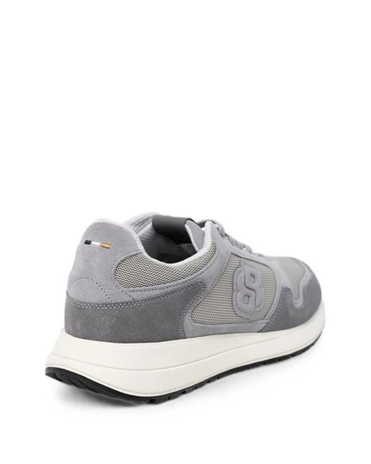 Boss White Logo-Patch Panelled Sneakers for men
