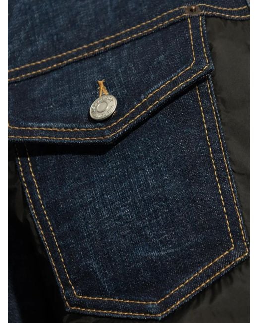 DSquared² Blue Sleeveless Denim Jacket With Contrasting Fabric And Chest Pockets for men