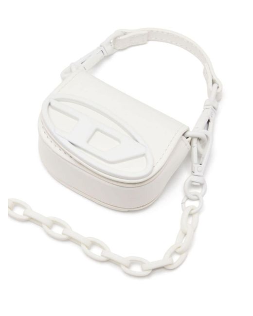 DIESEL White 1dr Chain Xxs Leather Crossbody Bag