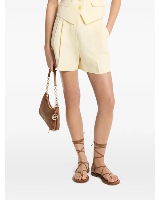 Michael Kors Natural Pleated Linen Short