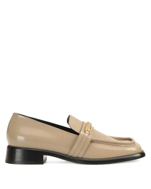 Sergio Rossi Natural Bitt Leather Loafers