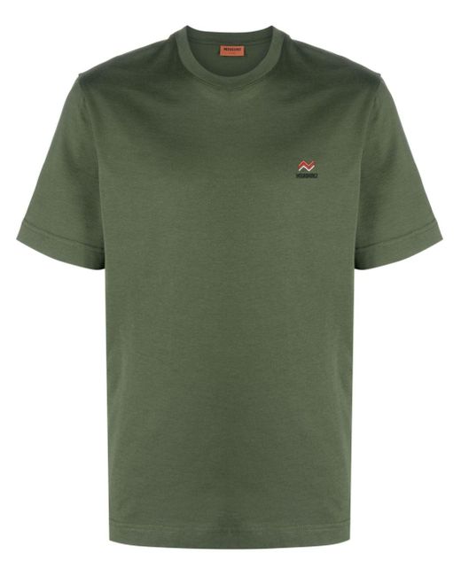 Missoni Green Logo-embroidered Cotton T-shirt for men