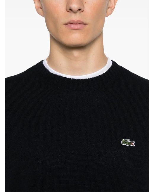 Lacoste Black Classic Crew Neck Sweater for men