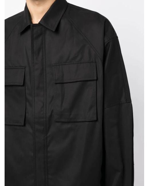 Juun.J Black Classic-Collar Concealed-Fastening Shirt Jacket for men