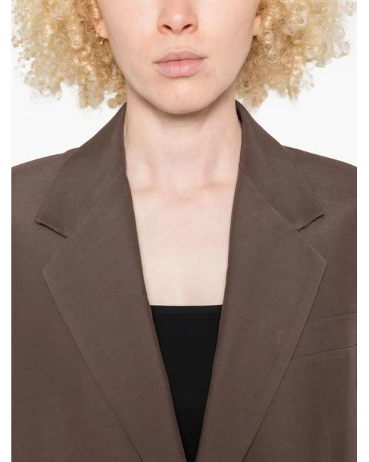 Weekend by Maxmara Brown Single-Button Dropped-Shoulder Blazer