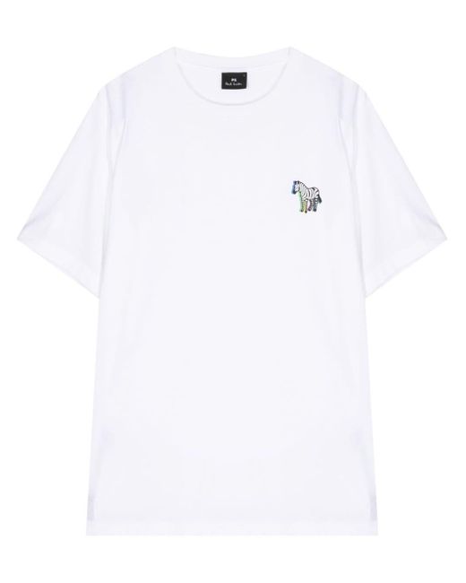 PS by Paul Smith White 3d Zebra-print Organic-cotton T-shirt for men