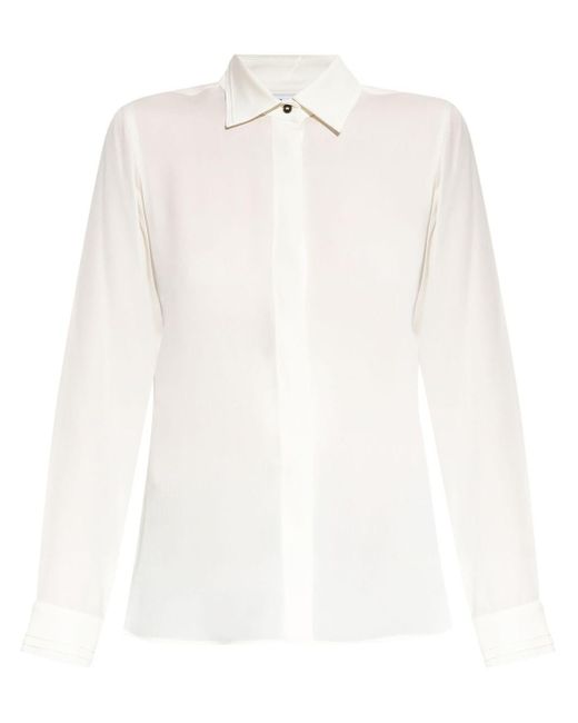 Max Mara White Silk Charmeuse Shirt