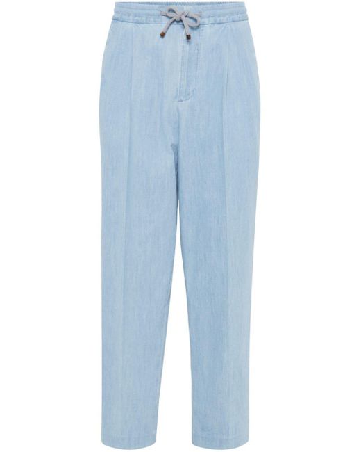 Brunello Cucinelli Blue Straight-leg Chambray Jeans for men
