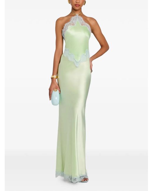 retroféte Green Robe Everly Bordée De Dentelle