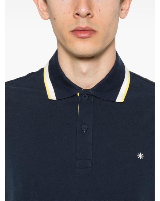 Manuel Ritz Blue Logo-embroidered Cotton Polo Shirt for men
