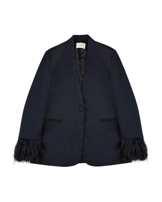 Slowear Blue Feather-Trim Flannel Jacket