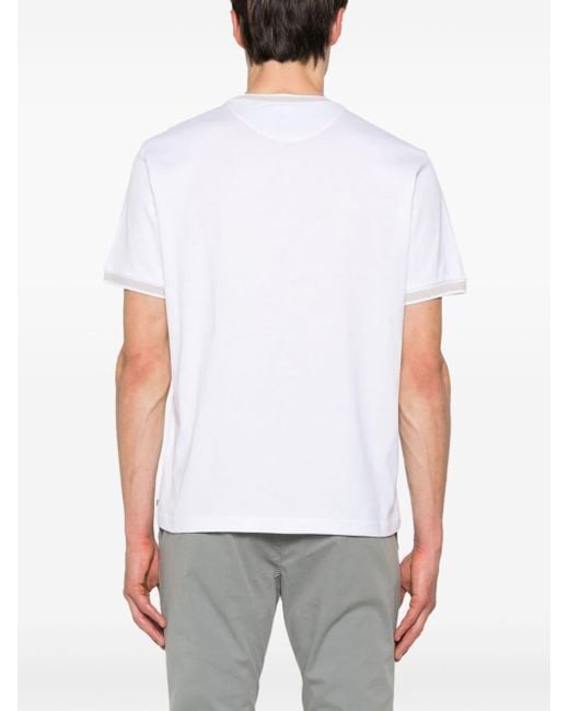 Eleventy White Striped-edge T-shirt for men