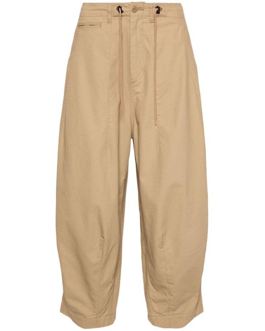 Needles Natural Wide-Leg Cropped Cotton Trousers for men