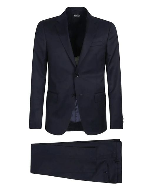 Zegna Blue Single-Breasted Suit for men