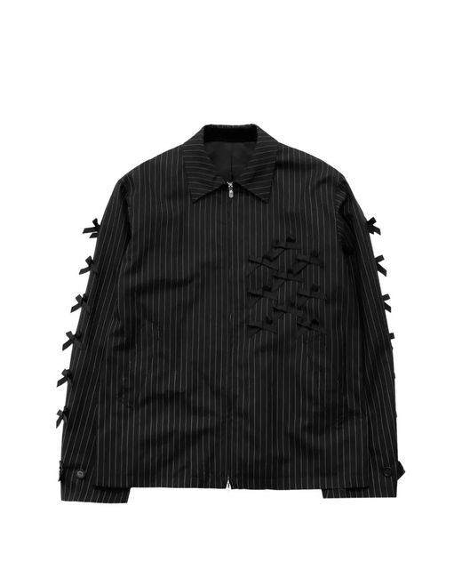 TAKAHIROMIYASHITA The Soloist Black Ribbons Brit Pinstripe-Pattern Shirt Jacket for men