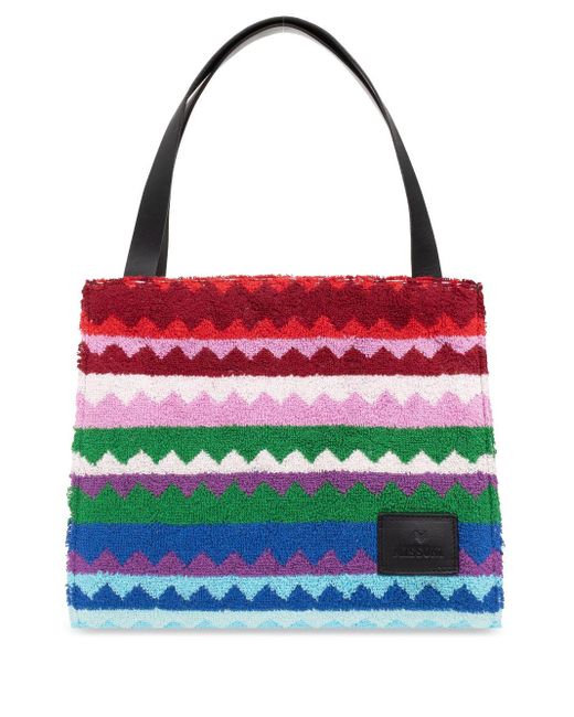 Missoni Red Zigzag-pattern Terry Tote Bag