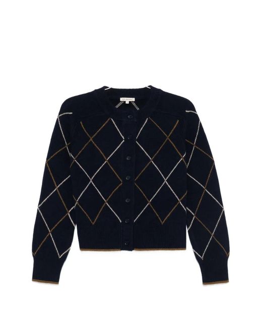 Moismont Blue Argyle-Pattern Cardigan