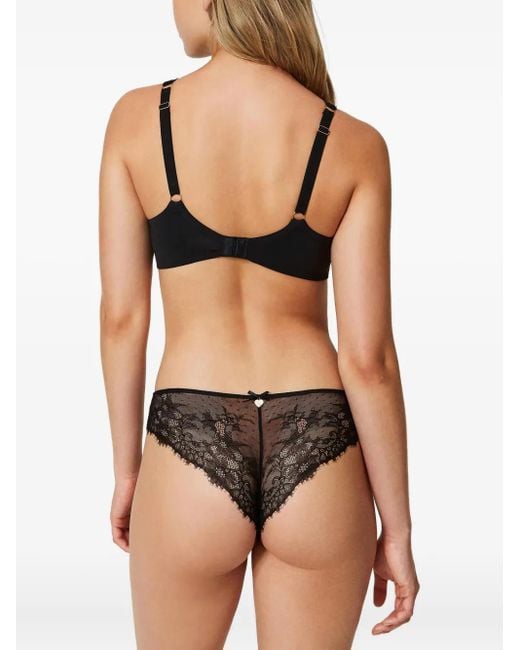 Twinset Black Lace-Panelled Satin Briefs