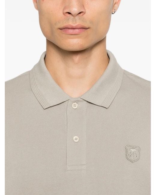 Corneliani Gray Logo-Patch Polo Shirt for men