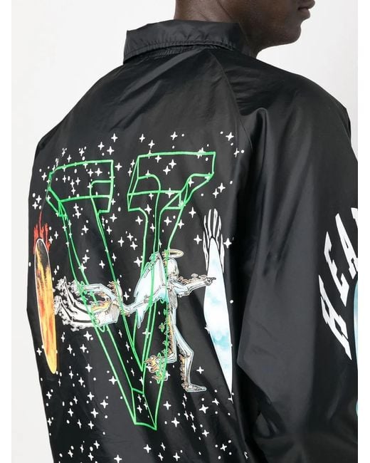 SAINT Mxxxxxx Black Graphic-Print Shirt Jacket for men